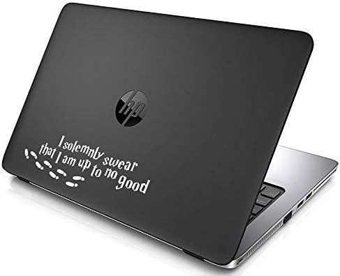 Die-cut vinyl decal I Solemnly Swear I am Up to No Good for Macbook Laptop (White)