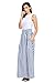HOTAPEI Summer High Waisted Vertical Striped Maxi Skirts for Women Light Blue XL