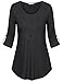 Messic Women's Casual 3/4 Sleeve Shirts Loose Fit V Neck Button Up Tunic Tops (39#Carbon Black, XX-Large)
