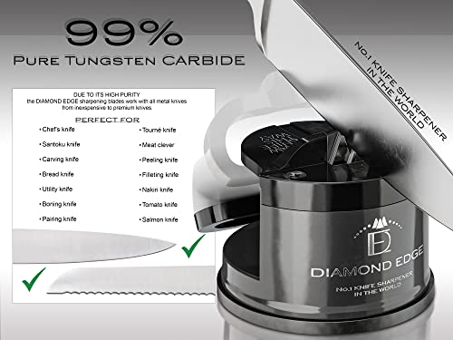 Diamond Edge No.1 Knife Sharpener - Safe, Compact and Easy to Use Manual Knife Sharpener for Any Knife - Knives Sharpener Suitable for Serrated & Outdoor Blades - Professional Quality