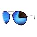 SUPER Oversized Aviator Sunglasses Big Metal Frame Black, Blue Mirror Lens
