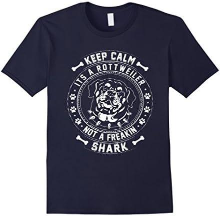 Mens Rottweiler Shirt - Keep Calm Not a Freaking Shark 2XL Navy