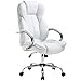 BestOffice Ergonomic Office Chair Desk Chair PU Leather Computer Chair Executive Adjustable High Back PU Leather Task Rolling Swivel Chair with Lumbar Support (White)