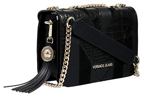 Versace Jeans Bags. Versace EE1VSBBP1 E899 Black Patchwork Medium Shoulder Bag for Womens.