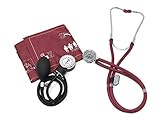EMI 330 Sprague Rappaport Stethoscope and Aneroid Sphygmomanometer Manual Blood Pressure Set Kit (Burgundy)
