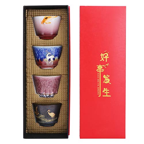 4 Stück/Set Kung Fu Teetasse Handgefertigte Keramikbecher im japanischen Stil Einzigartiges Textur-Design Home Drinkware