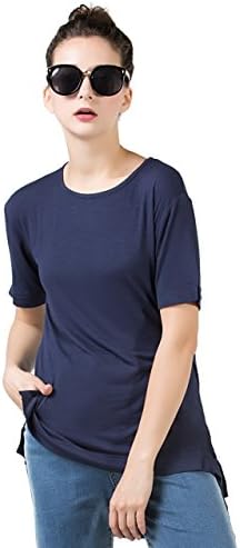 PERHAPS U Women's Soft Stretchy Short Sleeve T-Shirt Loose Casual Long Tee Shirts for Women