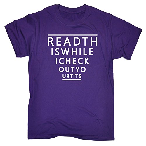123t Men's Read This While I Check Out Your Tits (XXL - PURPLE) T-SHIRT