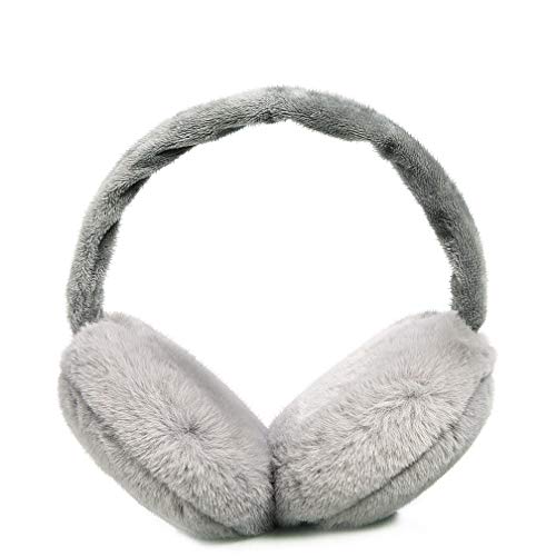 Ear Muffs for Adults Foldable Soft Ear Warmers Adjustable Wrap Winter Earmuffs (Gray)