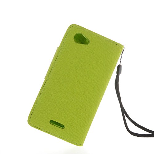 MOONCASE Slim Flip Wallet Card Pouch Leather Shell Case Cover For Sony Xperia L S36h Green