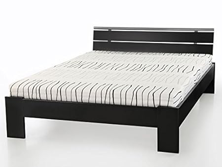 Jugendbett Cortina 140x200cm schwarz, Bett komplett + Rollrost + Matratze, Singlebett Kinderbett