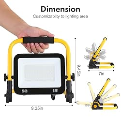 Yaoledly 50W 5000LM LED Work Light, 6000K IP66