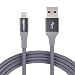 AmazonBasics Double Braided Nylon Lightning to USB Cable, Advanced Collection, MFi Certified iPhone Charger, Dark Grey, 10 Foot primary