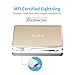 [Built-in Cables] OLALA S75 7500mAh Slide Power Bank Portable Charger with Apple MFi Lightning & USB Cables for iPhone, iPad, Samsung (Gold)