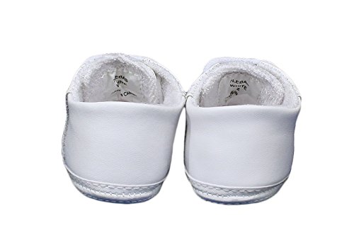Baby Boys All White Genuine Leather Saddle Oxford Crib Shoe with Perforations - 4