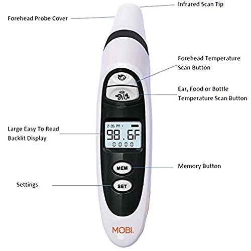 MOBI DualScan PRIME Ear & Forehead Thermometer with Food & Bottle Readings