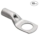 ELECFUN 10pcs 8AWG 5/16'' Stud Tinned Copper Cable Lugs with Spy Hole Battery Cable Ring Terminal Connectors