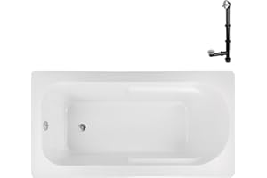 Streamline N-4280-739-CH 60 in. x 32 in. Acrylic Soaking Drop-in Bathtub in Glossy White, with External Drain in Polished Chr