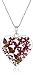 Sterling Silver Pressed Flower Burgundy Heart Pendant Necklace, 18