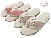 UltraIdeas Women's Comfort French Terry Plush Lining Memory Foam Spa Thong Flip Flops House Indoor Slippers (L /9-10 B(M) US, 2 Pairs - Beige & Pink)