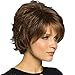 ELIM Brown Wigs for White Women Short Brown Curly Natural Looking Synthetic Heat Resistant Wig with Wig Cap Z070B