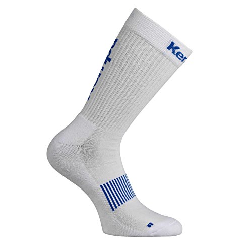 Kempa - Calze da Uomo, Uomo, Logo Classic, Blanc/Azur, FR : chaussettes : 47-50 (Taille Fabricant : 46-50)