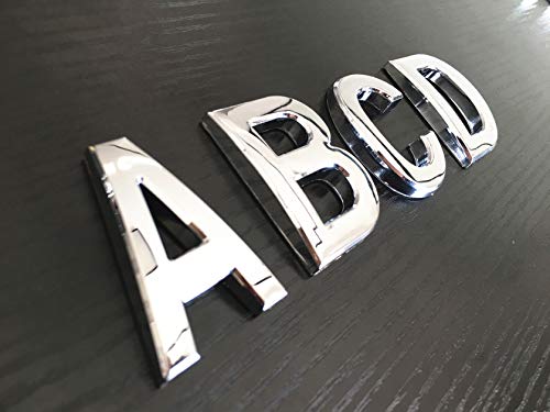 4 Pcs House Silver Metal Letters A B C D Alphabet Address Number Stickers for Mailbox & Apartment Door 2 inch High (2" A B C D, Silver)