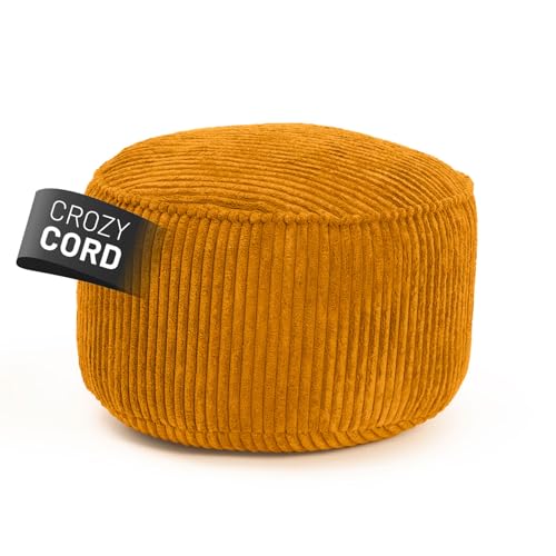 Lumaland Sitzsack Pouf aus Cord | Kompakter 50L Gaming Pouf mit 3-in-1-Funktion: bequemer Hocker, praktisches Tischchen & stylischer Indoor Fußschemel