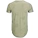KLIEGOU Mens Hipster Hip Hop Ripped Round Hemline Hole T Shirt(1705) (Large, Green)