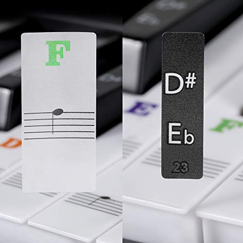 Colorful Piano Stickers for Keys, 88/61/54/49/37 Key Keyboard Stickers, Coated with Long Lasting Adhesive Material, Can be Pasted Repeatedly, Piano Keyboard Letters Notes Label for Beginners and Kids