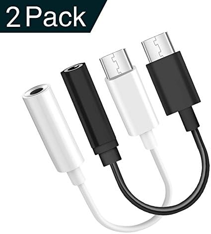 Moto Z Type C to 3.5mm Headphone Audio Adapter,YVENEY USB-C to 3.5mm Female Aux Microphone Connector Cable for Motorola Moto Z, Le 2/Le Pro 3,Not Fit for HTC and Pixel (2packwhite&amp;black)