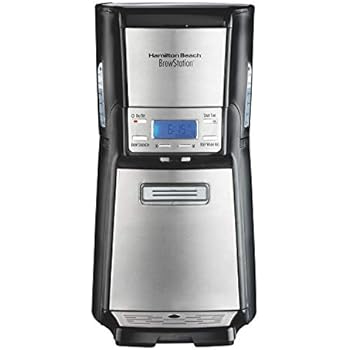 Hamilton Beach (48465) Coffee Maker with 12 Cup Capacity & Internal Storage Coffee Pot, Brewstation, Black & Stainless