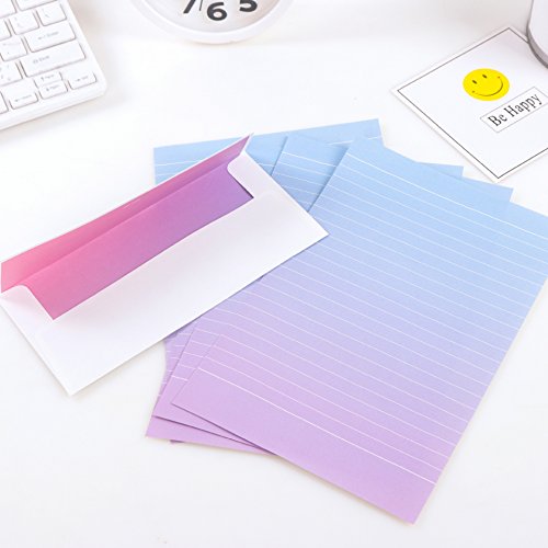 MIAO JIN 64 Pcs Creative Gradient Color Stationery Paper Letter with 32 Envelope (Multi Colors) - Thumbnail 2
