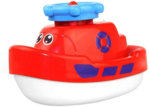 Spray Water Boat Bath Toys-Kids Squirts Bathtub Pump Water Beach Swimming Pool Floating Fireboat Toddlers Infants Baby Electronic (Red)