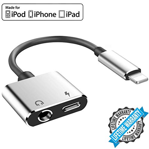 for iPhone 8 Adapter Headphone Adapter Accessories 3.5mm Aux Jack Adaptor Charger for iPhone 8Plus iPhone7/7Plus/X/10/Xs Earphone Adapter for iPhone Dongle 3.5mm Cable Connector Support iOS 12 Syste