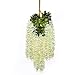 Pauwer Wisteria Hanging Flowers 12 Pack Fake Flower Garland Artificial Wisteria Vines Rattan Silk Flower String Wedding Party Wall Decorations,White