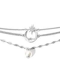 CrazyPiercing Boho Tobillera Pulsera, Concha Concha Turquesa Transparente Acrílico Perla Imitación Perla Tobillo Playa Pies Cadena con Colgante de Estrella de mar Tobillera para Mujeres y Niñas