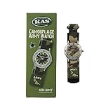 Kids Army Camouflage Watch - Quartz Movement - Camo Velcro Strap - Boxed