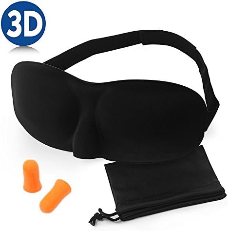 Sleep Mask, Lemon Hour Comfortable &amp; Super Soft 3D Eye Sleeping Mask with Adjustable Strap , Eye Cover for Man and Woman, Black, Including Ear Plugs