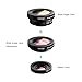 SEHOO 3 in 1 Lens, Fill Light, 140 Degree Wide Angle, 15X Macro Lens Clip-on Cell Phone Camera Lenses Kit for iPhone Samsung, Android Smartphones (Black)