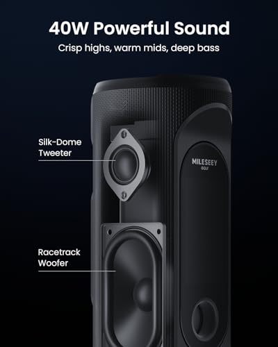 Mileseey GeneSonic Pro Golf Speaker with Detachable GPS Rangefinder, Over 43000+ Pre-Installed Courses without Subscription, Display and Audible Distance Announcement, Touch Screen