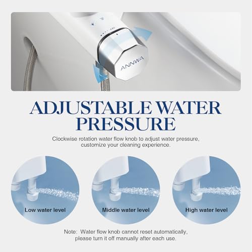 Non-Electric Toilet Bidet Sprayer with Retractable and Self-Cleaning Dual Nozzle, Portable Cold Water Bidet with Pressure Control, Front and Rear Cleaning (TT17NA)