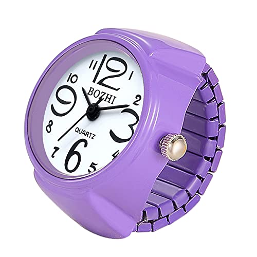JewelryWe Men Women Finger Watch Round Analog Quartz Finger Ring Watches, Adjustable Size