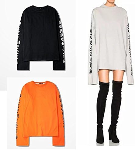 Wpcheng Newly Vetements Oversized Sweatshirts Long Sleeve Orange Black Oversized Hoodie Off Shirt Black L