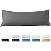 Body Pillow Cover 20x60 Body Pillow Case 100% Egyptian Cotton 600 Thread Count Soft & Skin-Friendly 1 Piece Body Pillowcase with Zipper Closure - 20x60 Inches, Dark Grey