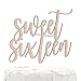 NANASUKO 16th Birthday Cake Topper - Sweet Sixteen - Double Sided Rose Gold Glitter - Premium Quality Made in USA