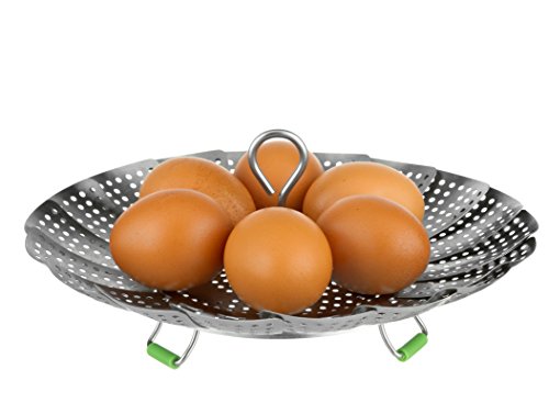 Steamer Basket for Instant Pot 3, 5, 6 & 8 qt.- Extendable Handle, Foldable Legs with Silicone Feet. Food Steamer - Instant Pot Accessories.100% Stainless Steel (SS Ext.Handle -Std) - Thumbnail 5