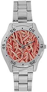 Merry Christmas Candy Pattern Men's Stainless Steel Analog Watch