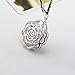LATIBELL “Lovesickness” Rose Flower White Gold Pendant Necklace Austrian Crystal Sweater Woolen Rope Chain for Women,32’’