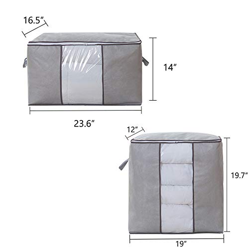 Daily Treasures 4 Pack Breathable Blanket Storage Bag Foldable Household Home Organizers for Clothes,Bedding,Sheets